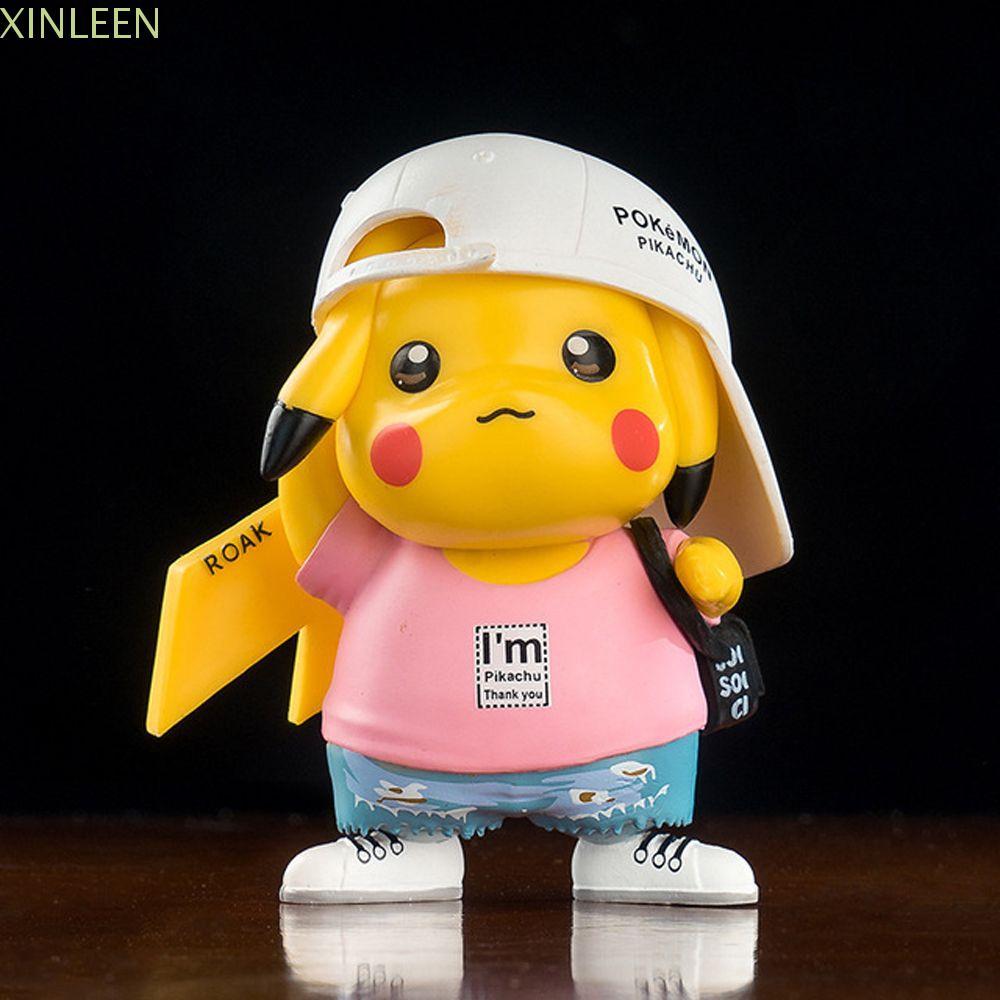 XINLEEN Pikachu Action Figure สําหรับเด็กตกแต่งรถคอสเพลย์ Pikachu 8 ซม.PVC อะนิเมะ Pikachu