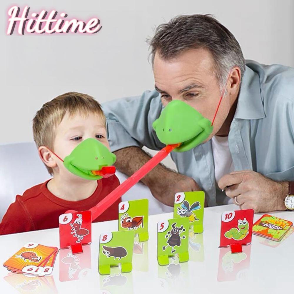 HITTIME Blowing Frog/Chameleon Tongue การ์ดของเล่น Knocking Over เกมปฏิสัมพันธ์ระหว่างพ่อแม่และลูกกิ
