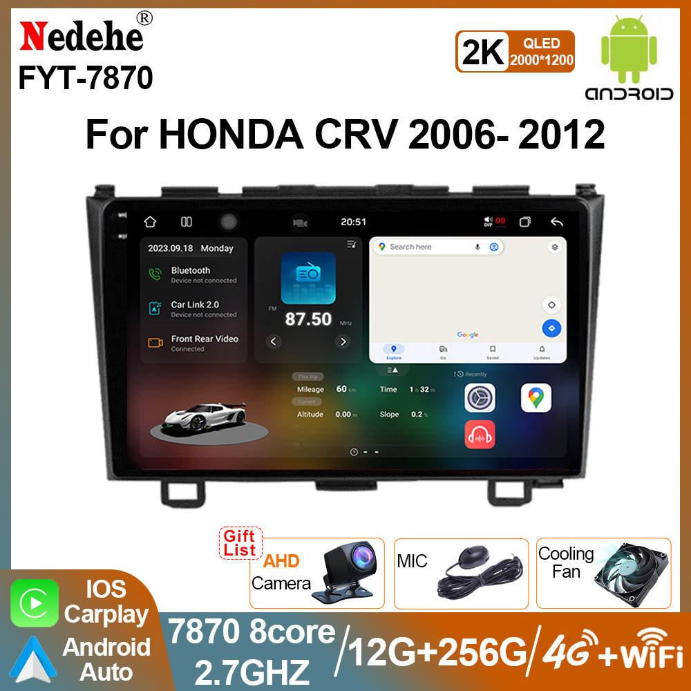 7870 2.7GHZ/7862/8581 Honda CRV 2007 -2012 Android Carplay Monitor 2K QLED เครื่องเสียงรถยนต์ DSP DT