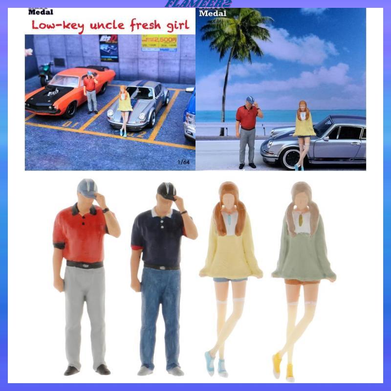 [Flameer2] Mini Painted Model People Figures 1:64 S Scale Model Train Park Street Passenger