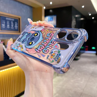 เข้ากันได้กับ OPPO A40 A3X A2 A5 Pro A60 A18 A38 A57 4G A58 5G Pooh Bear Stitch Clear Plating Case Anti Drop Cover FD