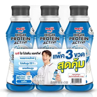 เมจินมพาสเจอร์ไรส์พร่องมันเนยโปรตีนสูงสูตรไม่เติมน้ำตาลรสจืด 350มล แพค 3 MeijiLowFatHighProtien 350mlX3 [8850329175758 ]