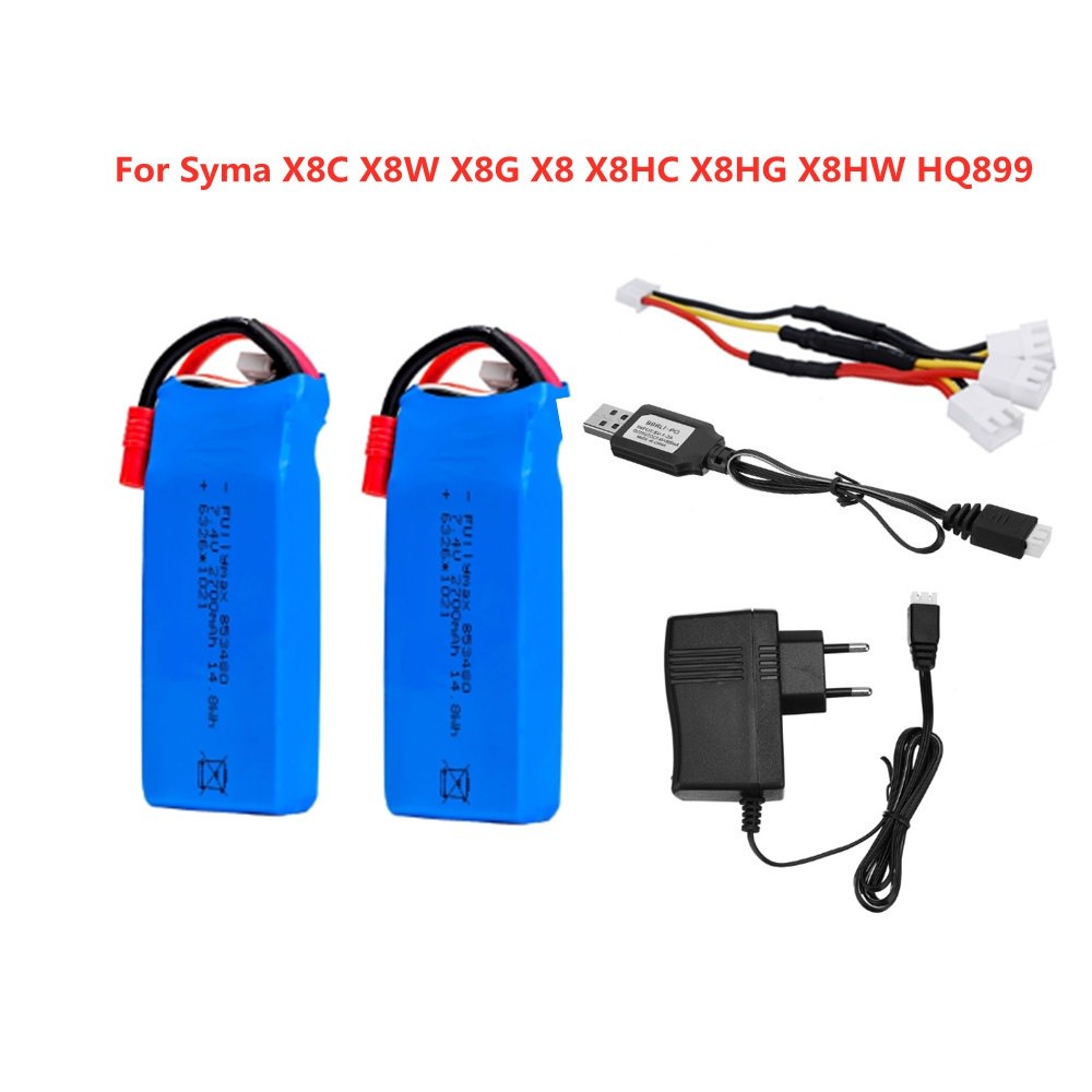 2วินาที RC Lipo แบตเตอรี่7.4โวลต์2700มิลลิแอมป์ชั่วโมงและชาร์จ USB สำหรับ Syma X8C X8W X8G X8 X8HC X