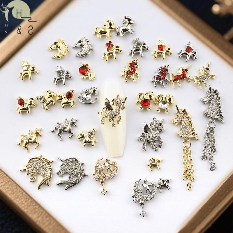 [H&S] 1/5/10 ชิ้นโลหะผสม Pony Nail Art Charms DIY เครื่องประดับตกแต่งเล็บปีเล็บหัตถกรรมสวมใส่เล็บอุป