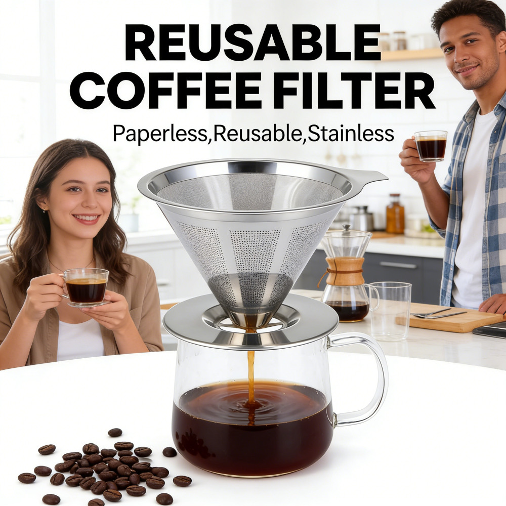 Metal Coffee Dripper V60 Filter Paperless Coffee Steel