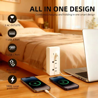 🇹🇭ส่งจากไทย🇹🇭 Electrical Outlet Extender（เต้ารับไฟฟ้าสำหรับโซฟา เตียง และส่วนต่อขยายโต๊ะ）มาพร้อมพอร์ต USB-A และ USB-C