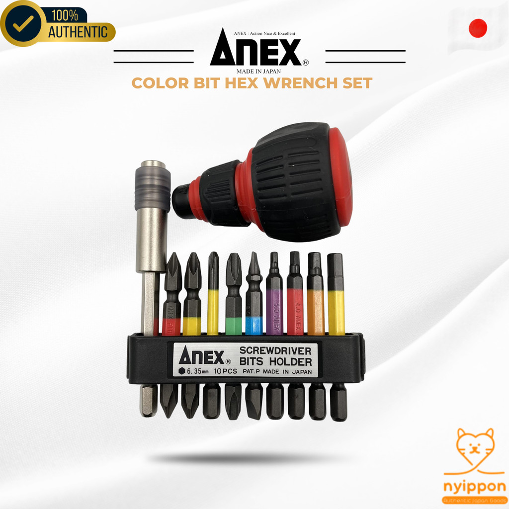 ANEX Color Bit Hex Wrench Set with Holder