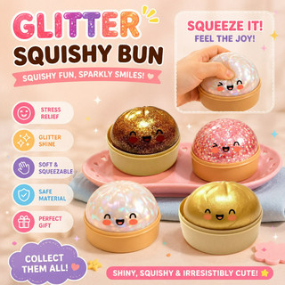 Soft Dumpling Squishy Glitter Toy Slow Rebound Soft Squeeze Stress Relief Fidget Kids Desk Gift