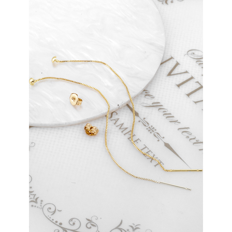 14k Gold-Packed สี-Preserve T-Shaped Ear Line Ear Chain DIY Handmade ต่างหูอุปกรณ์เสริม 0.7 มม.กล่อง