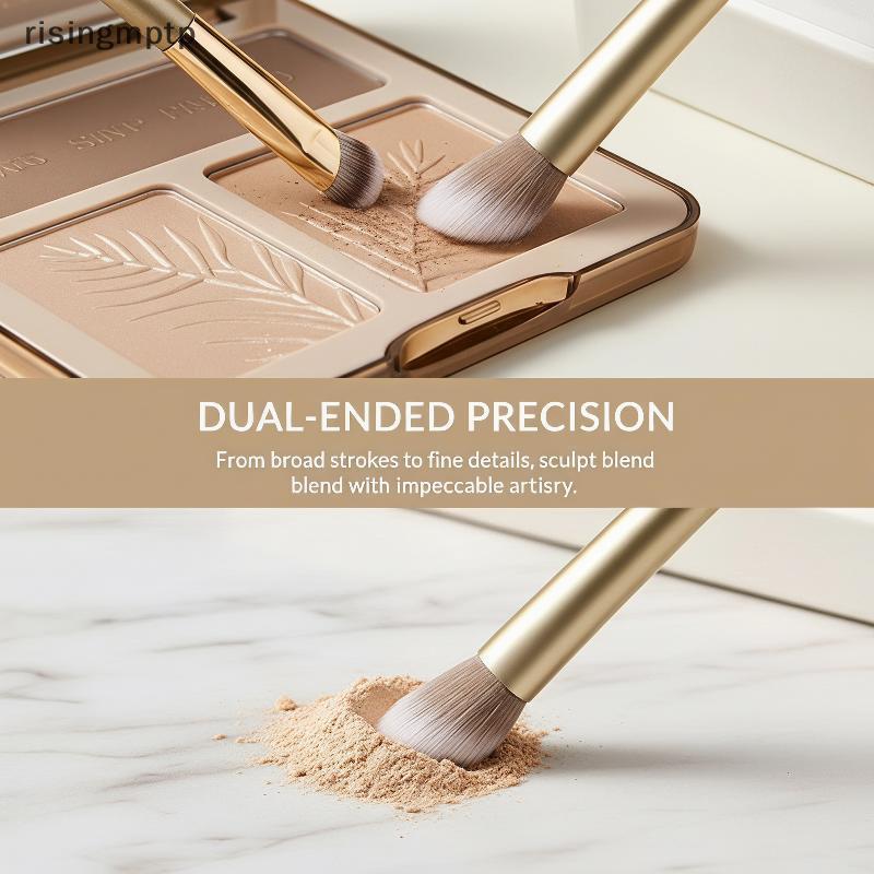 Risingmptp] Dual-ended Contour Brush แปรงแต่งหน้าสังเคราะห์นุ่มสําหรับอายแชโดว์จมูก Contouring แต่งหน้าทุกวันเริ่มต้นใหม่