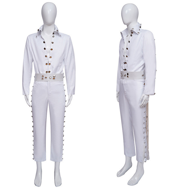 ชุดคอสเพลย์ Elvis Presley สีขาว ชุดคอสเพลย์ Elvis Presley คอสเพลย์ชุดการแสดงฮาโลวีน HYG