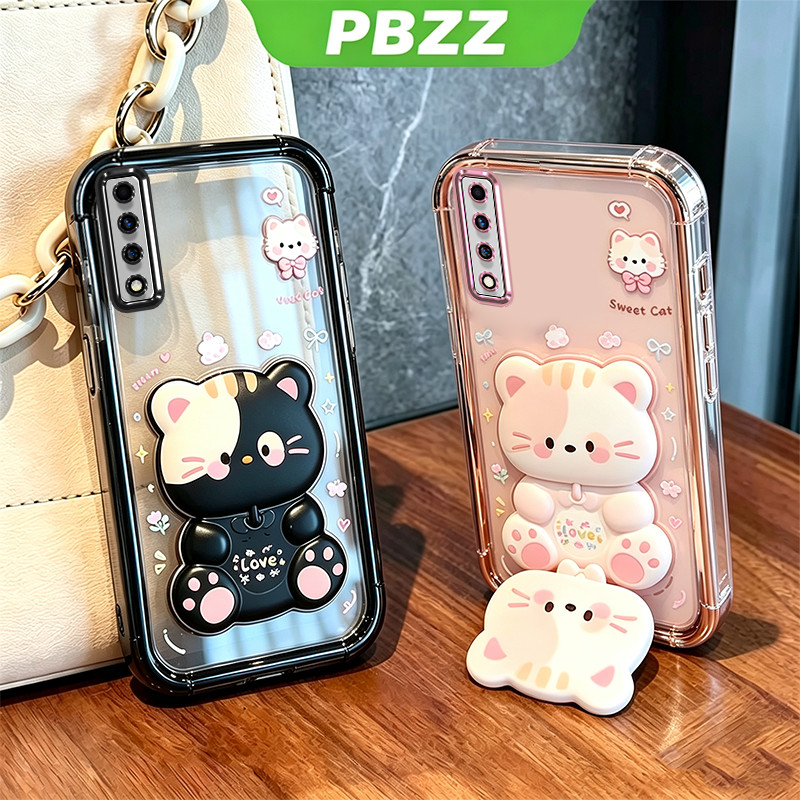 เคสสําหรับ SAMSUNG A7 2018 A50 A70 A50S A30S เคสโทรศัพท์ Softcase ซิลิโคนกันกระแทกปกดีไซน์ใหม่ความงามพร้อมที่วางแมวน่ารักโปร่งใสสําหรับสาว SJMMZJ1
