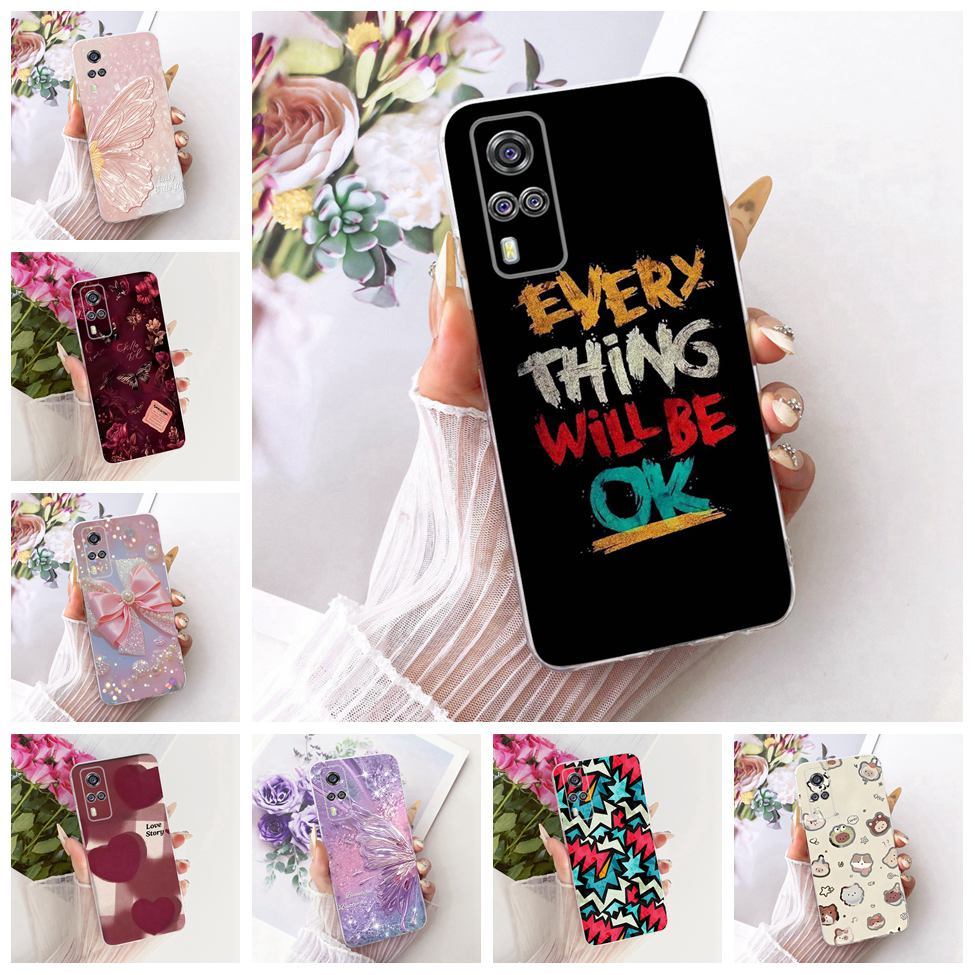 ปลอกใสสําหรับ Vivo Y51 V2030 สําหรับ Vivo Y51A V2031 ฝาครอบแมวน่ารักหรูหราดอกไม้ Cool ทาสีเคสโทรศัพท