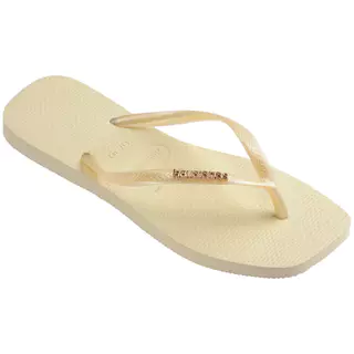 HAVAIANAS รองเท้าแตะ Slim Square Logo Metallic Flip Flop CREAM 414825792563F_F5CMXX