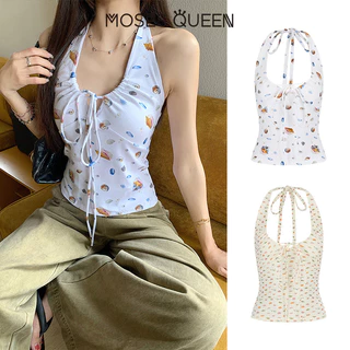 MOSESQUEEN สาวเซ็กซี่ล้วนๆลดอายุและพิมพ์เปลือกเปลือยออกแบบที่ไม่มีสายหนังคล้องคอไม่มีสายหนังเปลือยแจ๊กเก็ตฤดูร้อนสําหรับผู้หญิง #63886