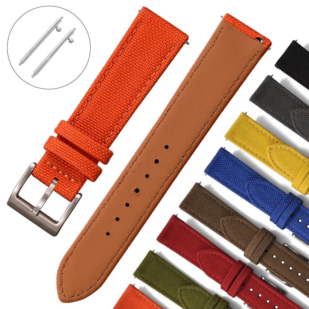 New Hybrid Leather Nylon Quick Release Watch Band 18/20/22mm High Quality Sport Strap For Seiko SKX0