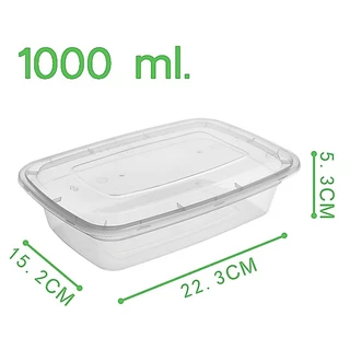 (50ใบ)(แบบแบน)กล่องข้าวพลาสติกใส่อาหาร เนื้อหนา 750 และ 1000 ml