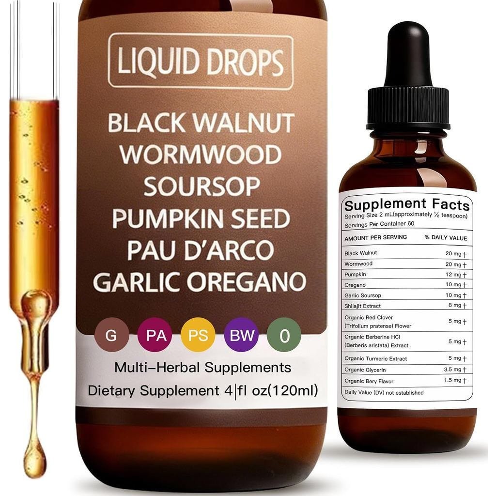 WormwoodkWalnutCloveCleanseforHumansTincture–GutHealthwithOregano,Garlic&Berberine,High-PotencyLipma