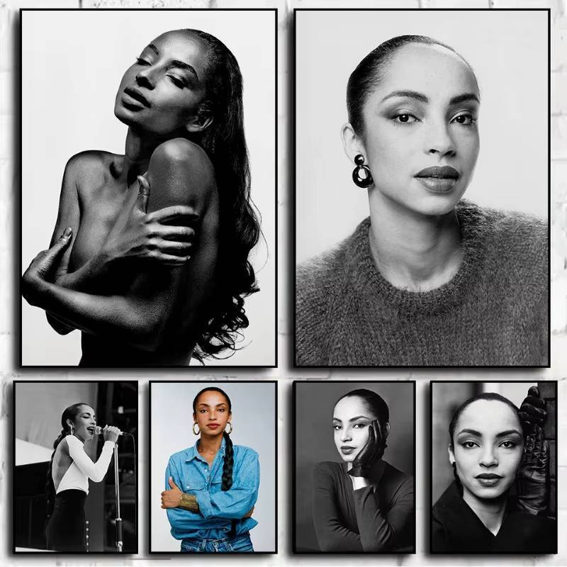 นักร้องที่มีชื่อเสียง Sade Soul Jazz Music Icon Vintage โปสเตอร์ไม่มีกรอบผ้าใบ Wall Art ภาพวาดเพลง Studio Wall Decor