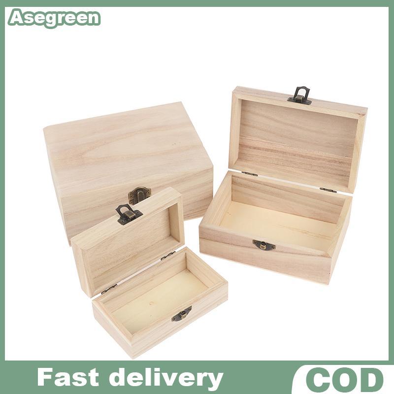[Asegreen] กล่องมัลติฟังก์ชั่นไม้พร้อมฝาปิด กล่องเก็บเครื่องประดับตกแต่งบ้าน