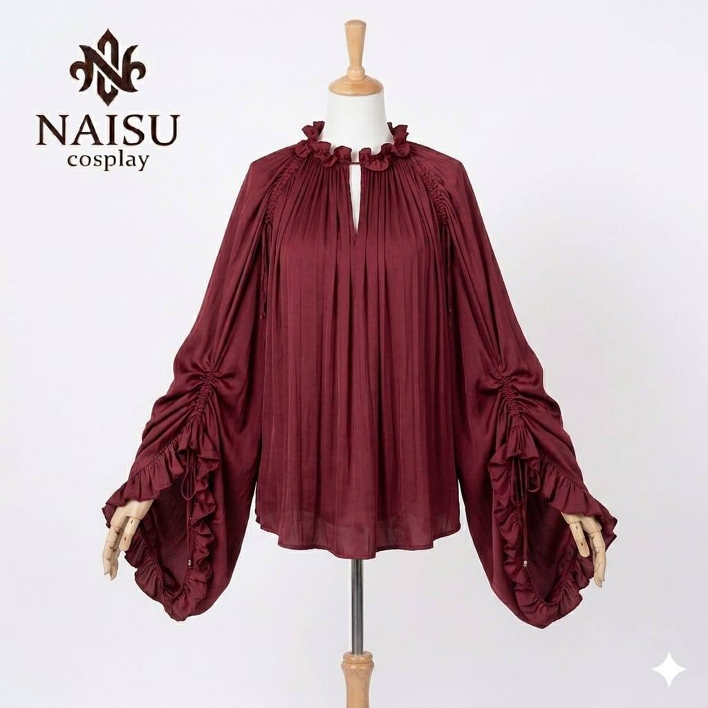Naisu Womens Blouse ผ้าไหมพรีเมี่ยม lolita top แขนจับจีบ MF836