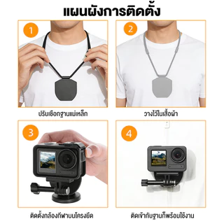 ที่แขวนคอแม่เหล็ก สายคล้องคอแม่เหล็ก สำหรับ Gopro ทุกรุ่น , DJI Osmo Action 5Pro/4/ ดูดเหล็ก เปลี่ยนแนวตั้ง-แนวนอน