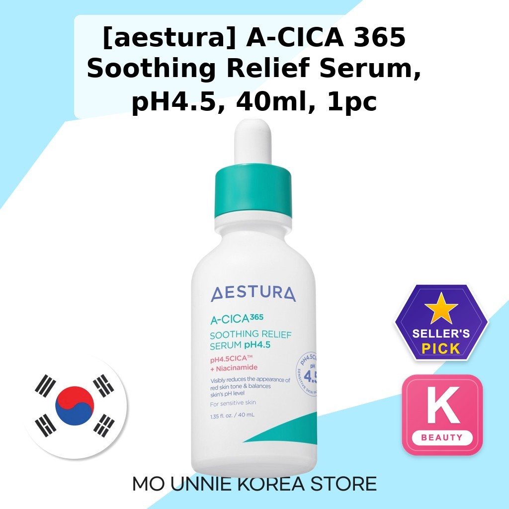 [aestura] A-CICA 365 Soothing Relief Serum, pH4.5, 40ml, 1 ชิ้น / เซรั่มเกาหลี / กระชับผิว / ของแท้ 