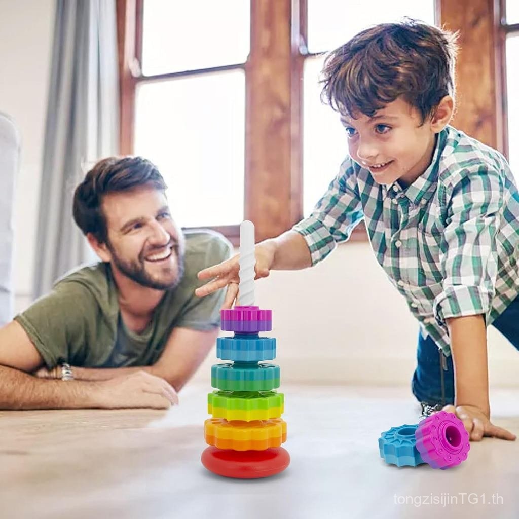 BYFWH Baby Spin Stack Toy, ของเล่นซ้อนพรีเมี่ยมสําหรับเด็ก, ซ้อนปั่นสําหรับทารกและเด็กเล็ก, ของเล่นเ