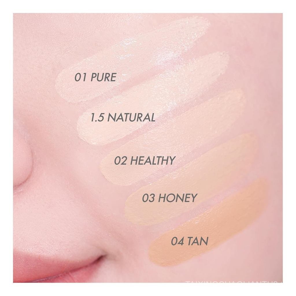 AMUSE SEOUL Dew Power Vegan Cushion Foundation (1.5 NATURAL) - Natural Semi Glow, Full Coverage, Dew
