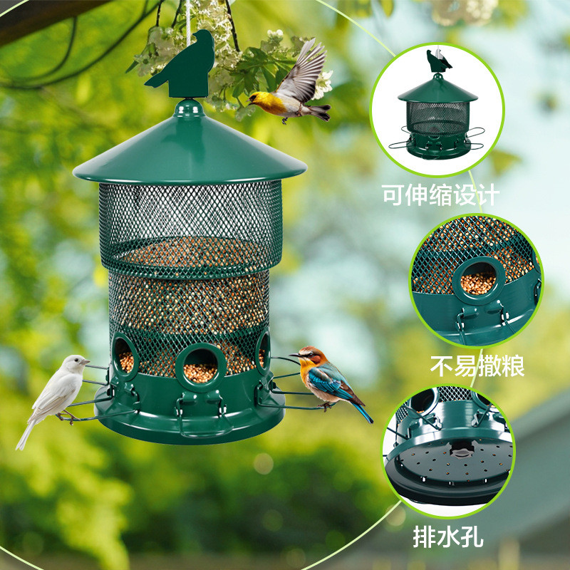 Anti-Squirrel Feeder รอบบ้านสไตล์กลางแจ้งยืนเท้าแขวน Bird Feeder Retractable Feeder