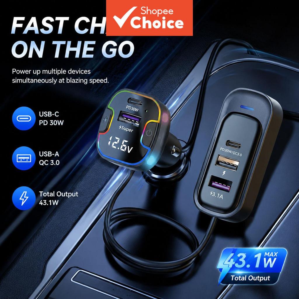 30w Super Fast USB Car Charger Adapter Dual Port สําหรับ Iphone Samsung Xiaomi