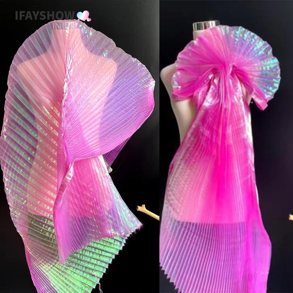 IFAYSHOW ผ้า,เงา 100*150 ซม.จีบผ้า Organza, Creative Handmade Rainbow Mermaid DIY วัสดุเสื้อผ้าอุปกรณ์