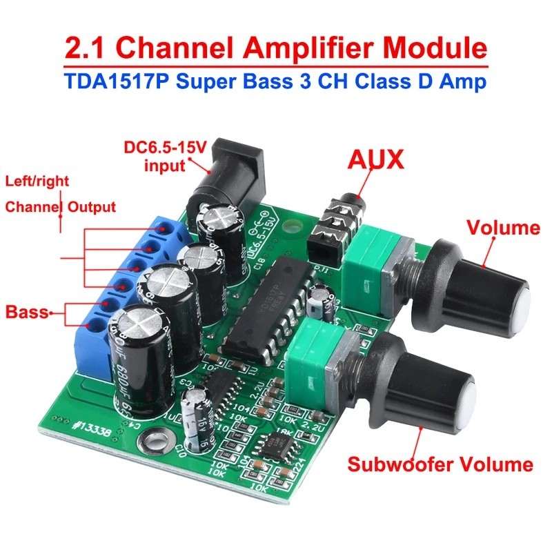 TDA1517P 2.1 Super Bass Mini Micro 3 CH Power Amplifier Board 6W + 6W + 25W HIFI Class D Digital Pow