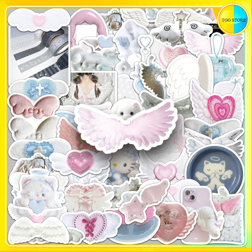 🚚พร้อมส่ง🚚 50แบบ สติกเกอร์ ปีกนางฟ้า การ์ตูน Angel wing cartoon style Coquette Dollette sticker