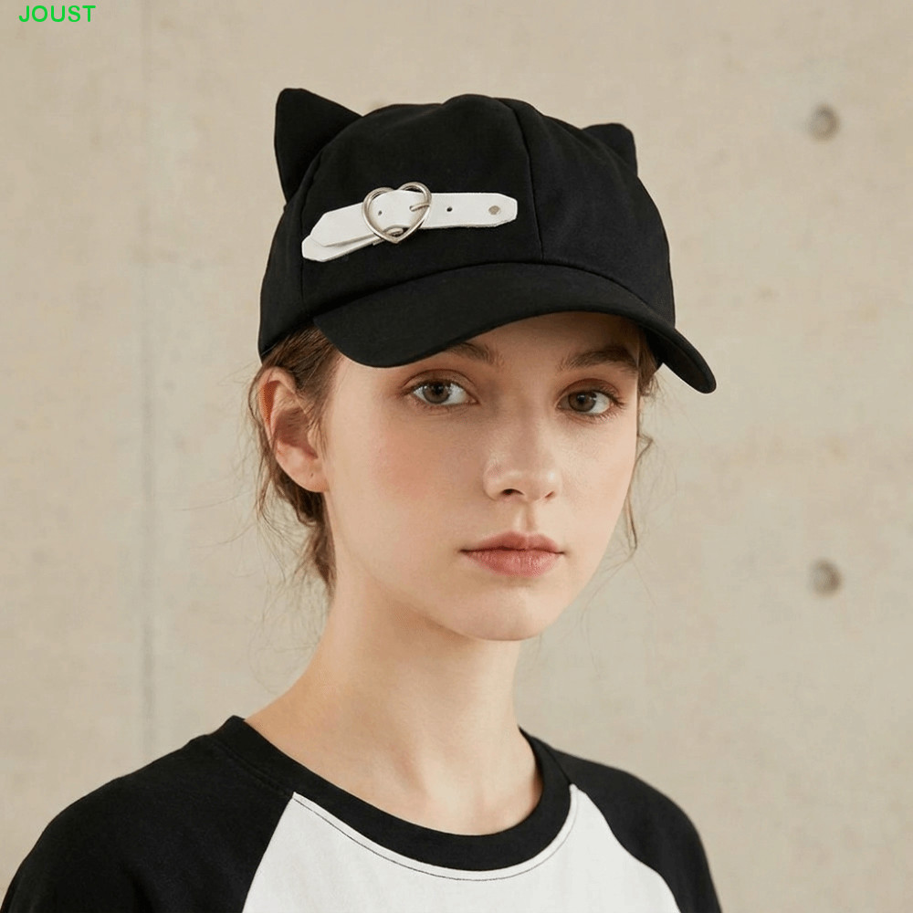 JOUST Newsboy Cap, Lolita Black Cat Ears Beret, Kawaii Love Heart Buckle Harajuku Star แปดเหลี่ยมหมว