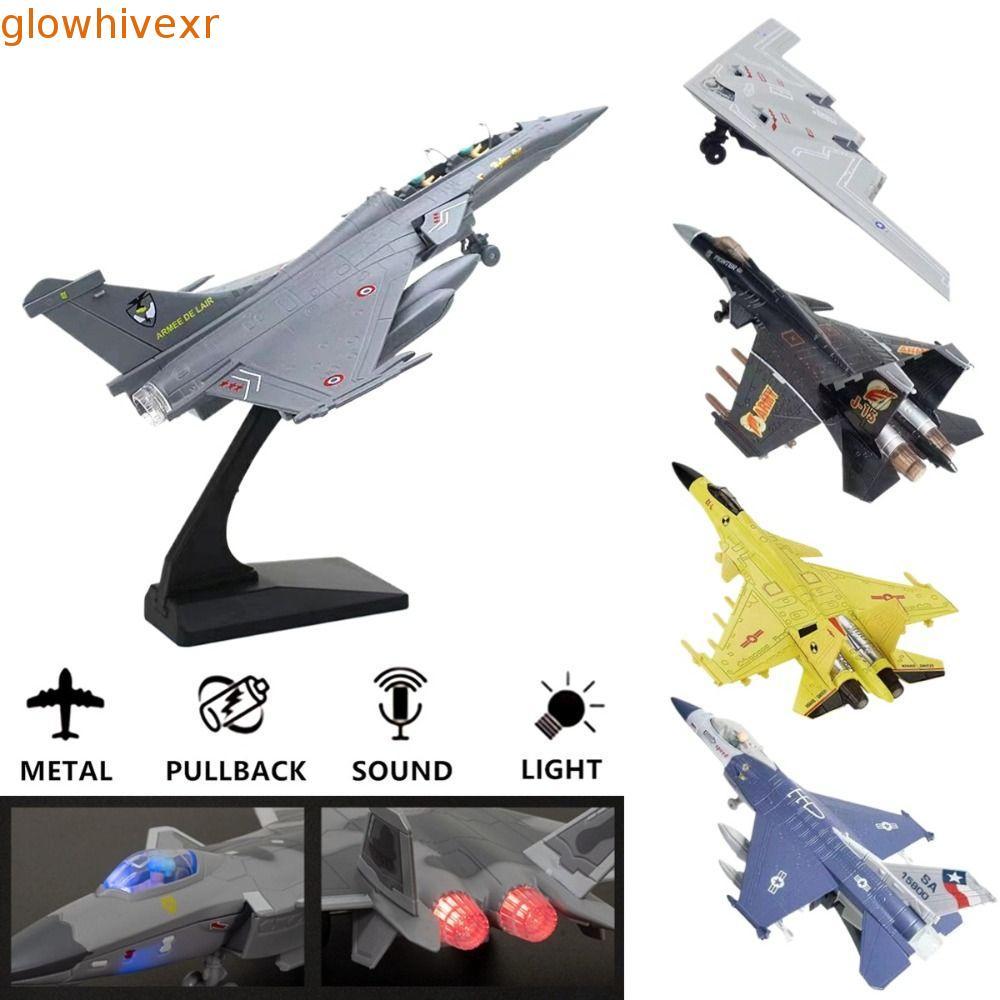 ของเล่นเครื่องบินรบ GLOWHIVE พร้อมแสงเสียง Pullback & Go Aviao รุ่น, เค้ก Topper Collection F16 F22 