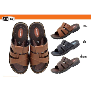 ADDA รุ่น 75403-M1 รองเท้าแตะลำลองผู้ชายแบบสวม (วัสดุ PU แบบเย็บขอบ)เย็บด้ายจริงรอบขอบรองเท้า