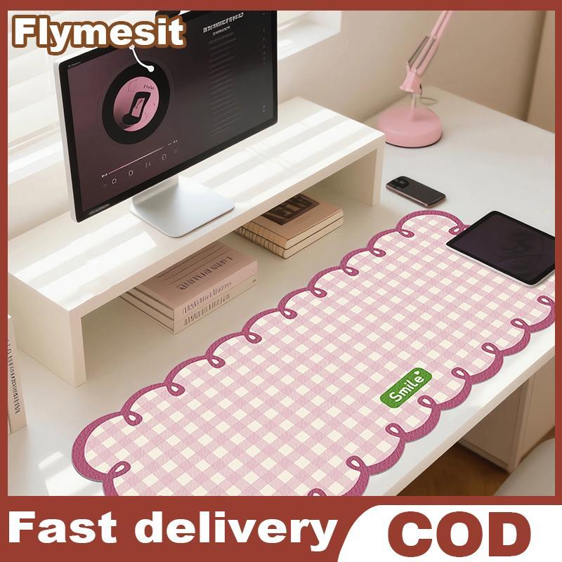 Flymesit Cheered Mouse Pad ขนาดใหญ่คราบมีสไตล์สีชมพูสีฟ้า Mousepad สําหรับเล่นเกม Office Home โต๊ะตกแต่ง EN