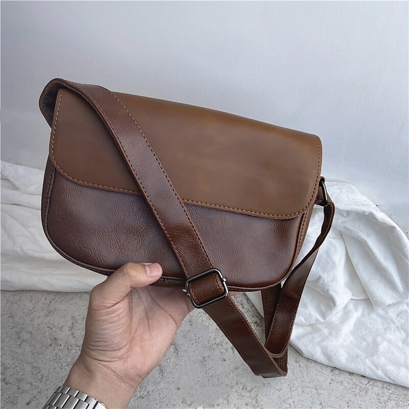ผู้ชาย Minimalist Fashion Street Wear High-Quality Leather Small Bag