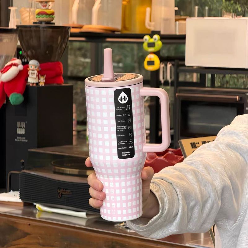 HYDROJUG ประเภท Leak-Proof สแตนเลส Handle ความจุขนาดใหญ่ปิดผนึกฟางถ้วยรถ Travel Cooler ถ้วย