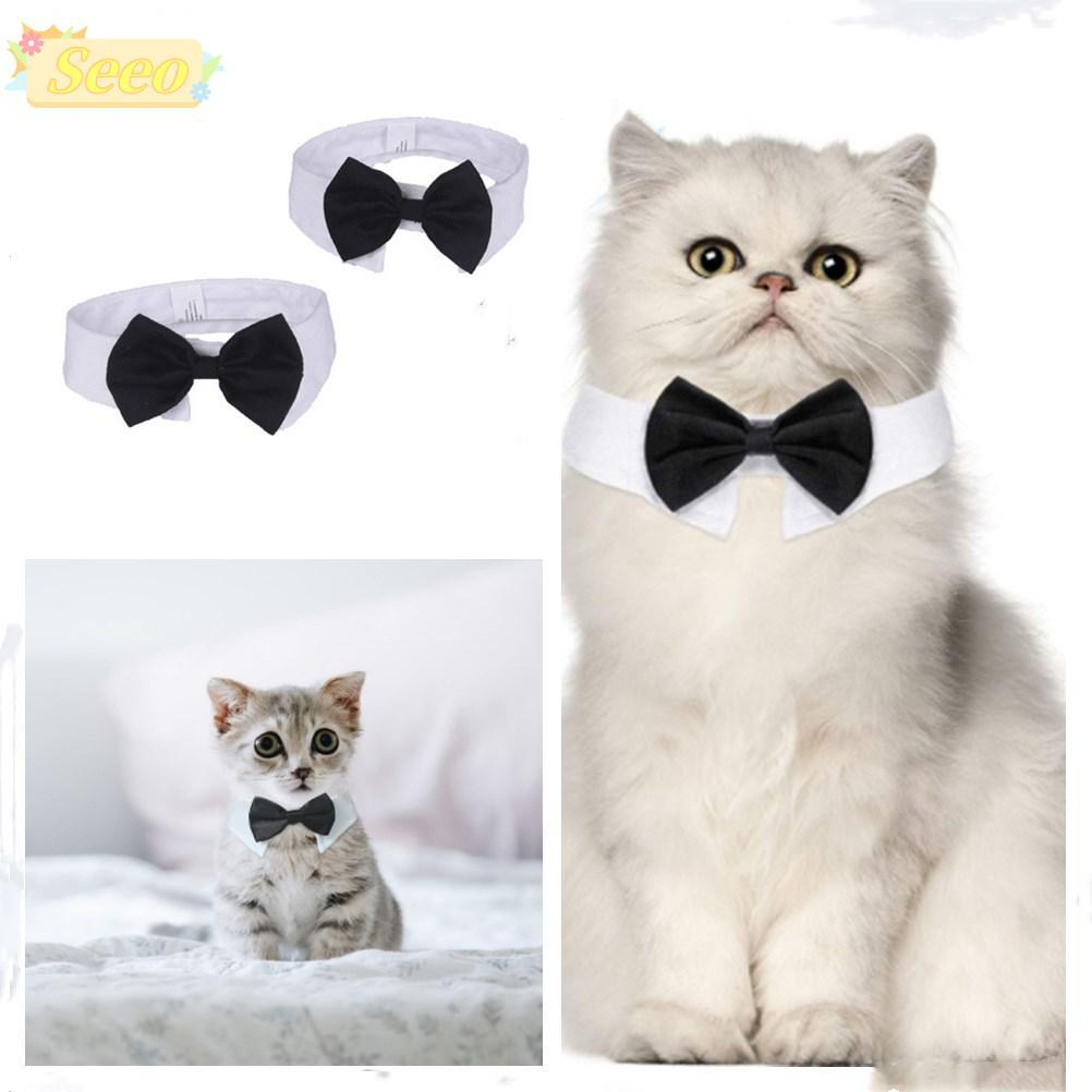 SEEO Cat Tuxedo Collar Birthday Party Puppy Cat ลูกแมวสัตว์เลี้ยงอย่างเป็นทางการ Tuxedo