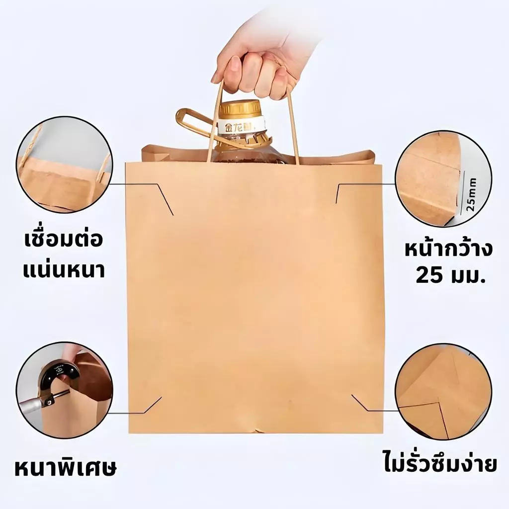 10สิบถุงกระดาษหนังพกพาเครื่อง แต่งกายห่ออาหารห่อกลับบ้านบรรจุถุงของขวัญ thumbnail 8