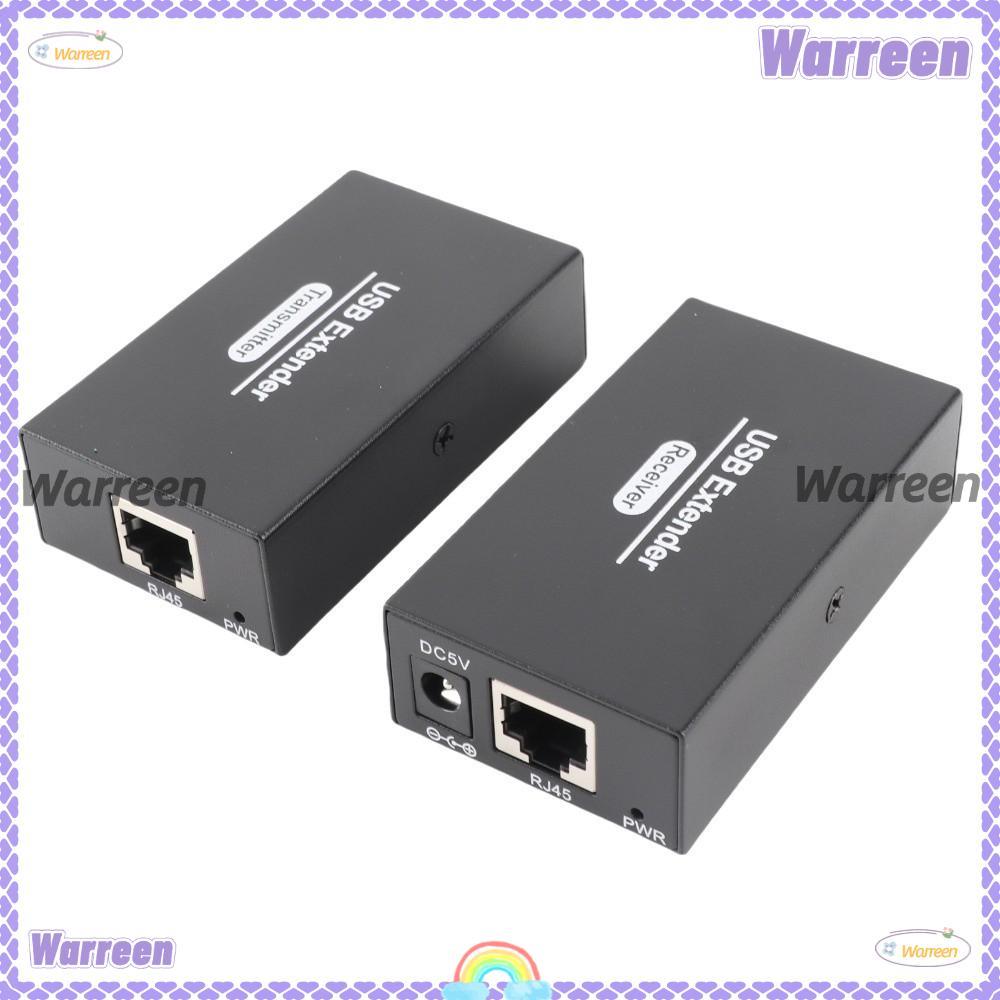 WARREEN ตัวขยาย USB คู่, ส่งช่วง 120 ม. พร้อม 4 USB 2.0 Hub Ethernet LAN Extender, Plug and Play สํา