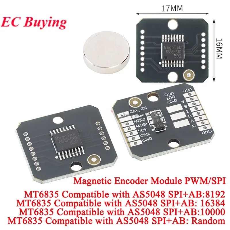 MT6835 แม่เหล็ก Encoder โมดูล PWMSPI สําหรับมอเตอร์ไร้แปรง 21bit มุมแม่เหล็ก Encoder ใช้งานร่วมกับ A
