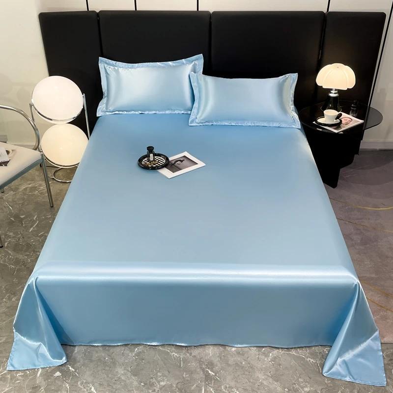 Summer Ice Silk Cool Bed Sheets for Double Bed Single/Queen/King Size Top Sheets for Beds Sabanas Ca