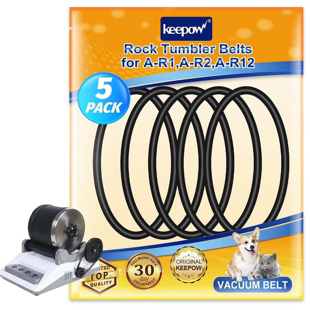 KEEPOW 5 Pack Rock Tumbler เข็มขัด, ชุดเข็มขัดทดแทนเข้ากันได้กับ Thumblers AR1/A-R2/A-R3/A-R6/A-R12/
