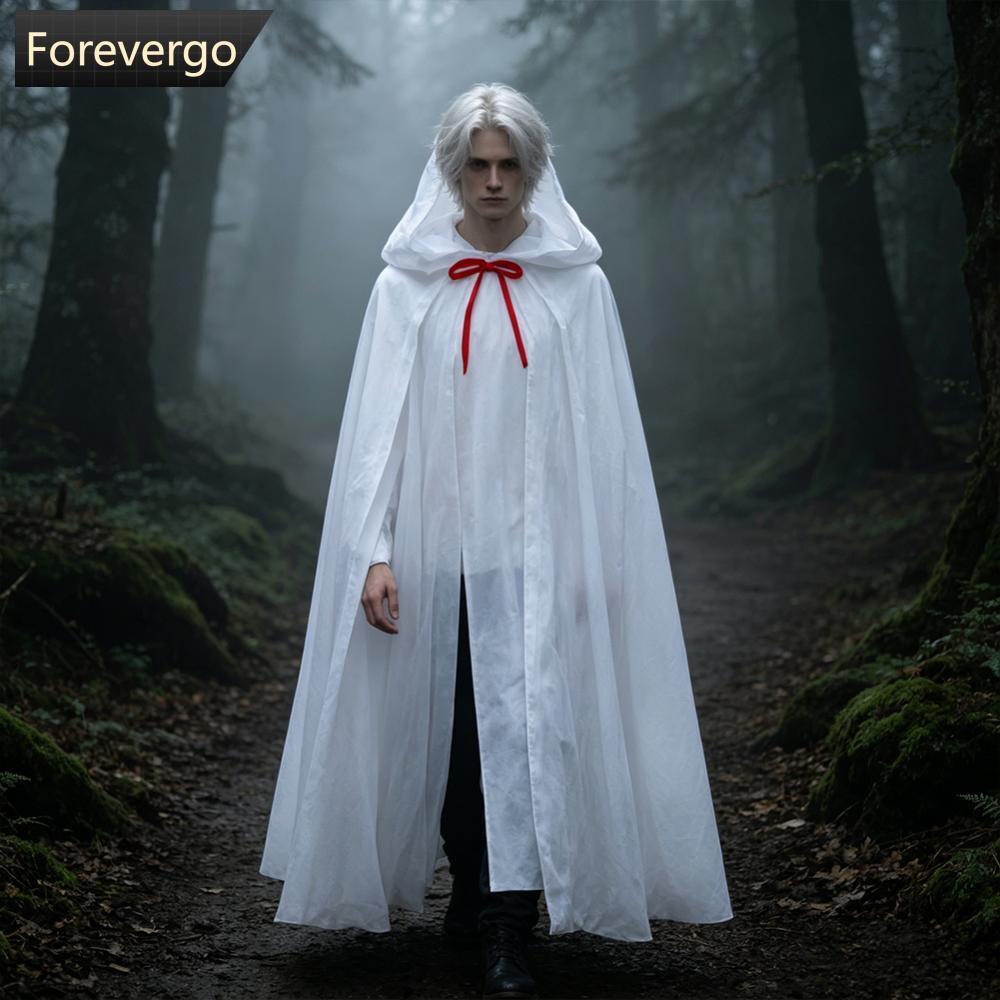 FVG ฮาโลวีน Grim Reaper เสื้อคลุม Hood Gothic Victorian แม่มดลึกลับเครื่องแต่งกายยาว Cape Sheer ตาข่