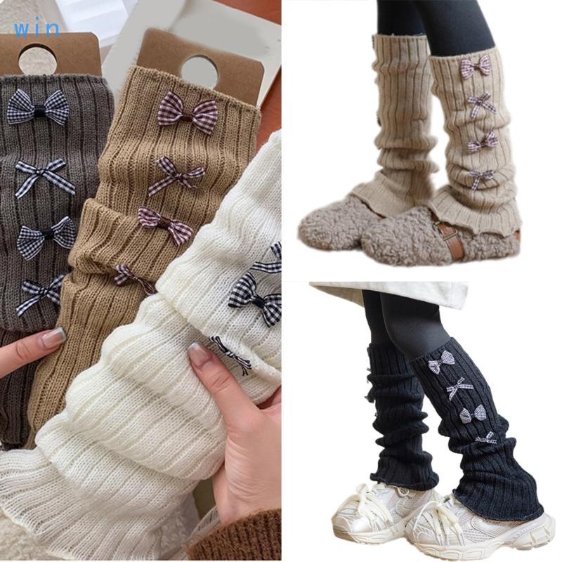 Win Children s Long Tube Socks Girls Leg Warmers with Bowknote Decor for 3-10Y Kids