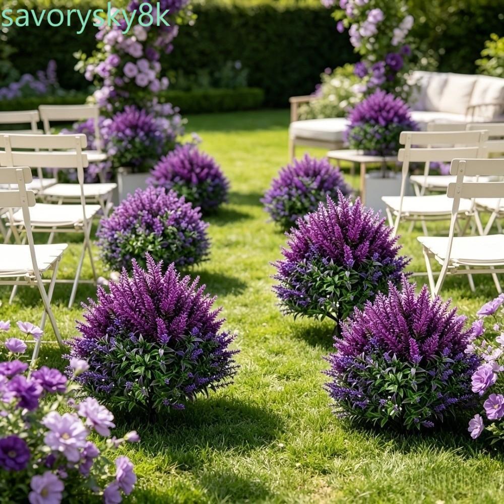 CHROM ประดิษฐ์ Spike Lavender พืช, UV ทน Fade Proof Faux Lavender Ground Stake, Low-Maintenance พลาส