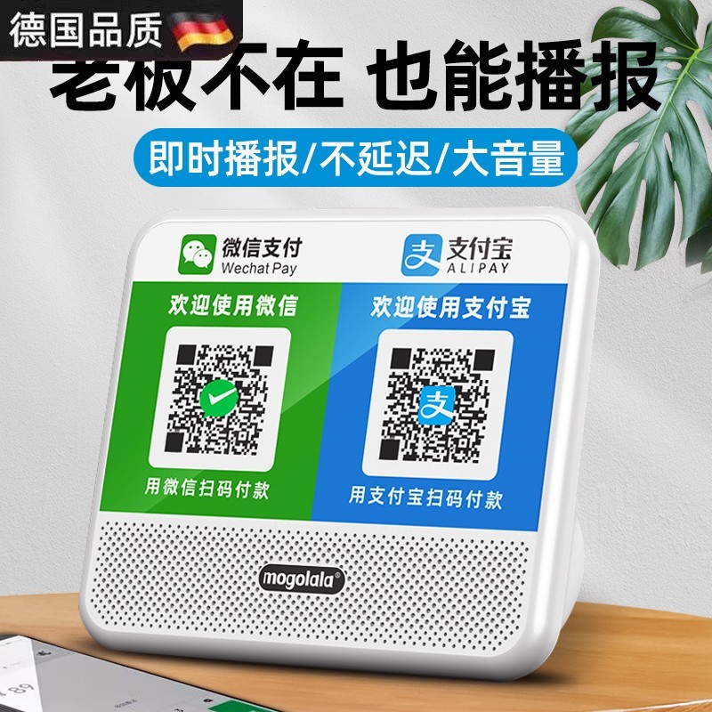 เสียงเยอรมัน WeChat ใบเสร็จรับเงินเงินพร้อมเสียง Alipay Voice Broaaster การชําระเงินรหัส QR บลูทูธ W